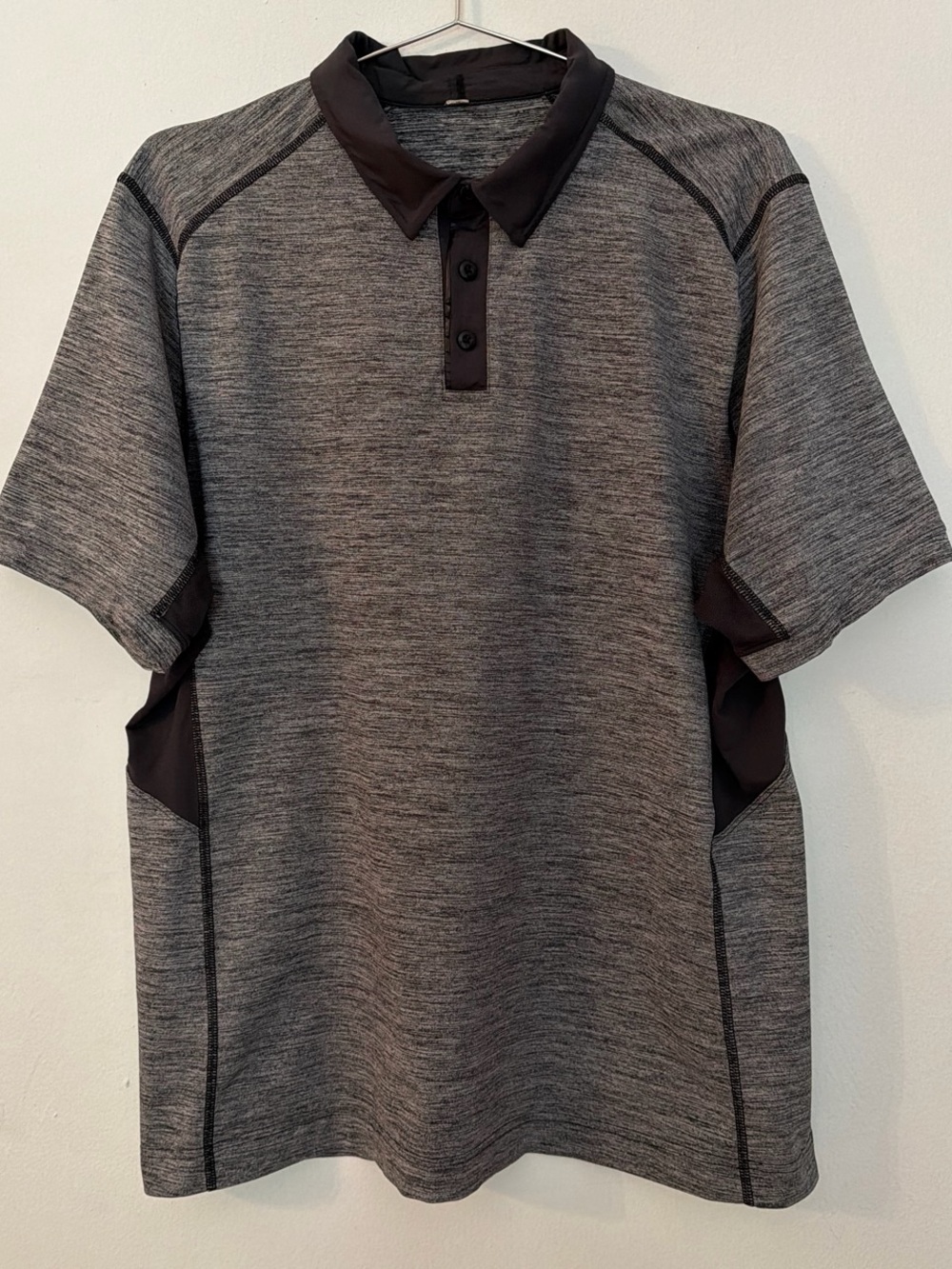 Lululemon Men's Heather Gray Polo Golf Shirt with Contrast Trim